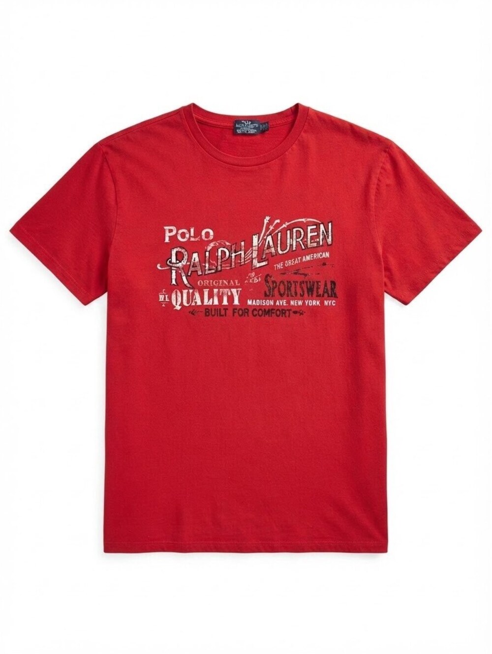 Polo Ralph Lauren Men's Red Distressed Graphic T-Shirt Size XL